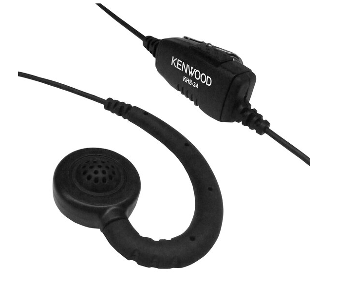 Kenwood KHS-34 C-Ring Ear Hanger with PTT and Microphone (Single Pin) for PKT-23 Radios