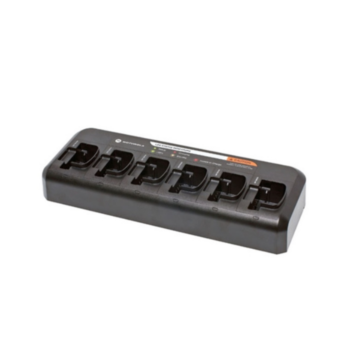 Motorola PMLN6597 6-unit charger for CP185 and CP100D radios.