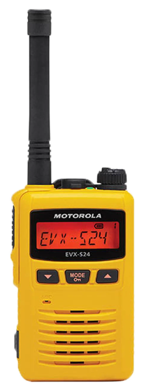 EVX-S24 Series Two-Way Radios in Yellow  – Compact, Durable, and Lightweight Radios with 256 Channels and Digital Display, Ideal for Business and Industrial Use