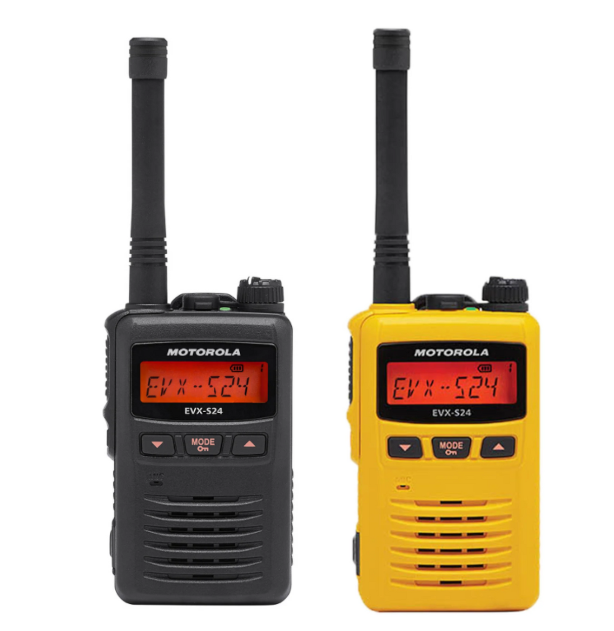 EVX-S24 Series Two-Way Radios in Yellow and Black – Compact, Durable, and Lightweight Radios with 256 Channels and Digital Display, Ideal for Business and Industrial Use