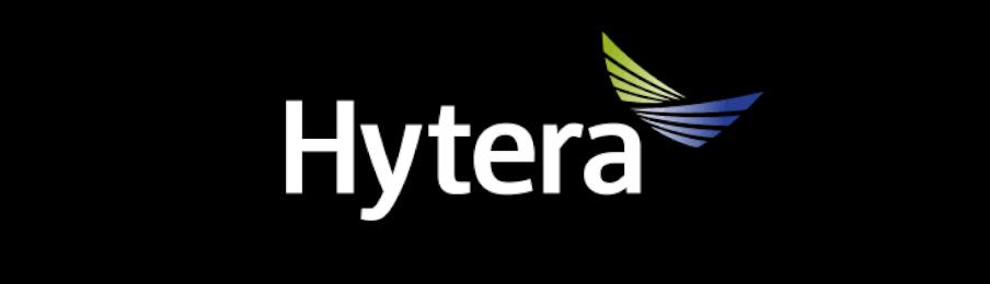 Hytera logo. Blue and green wings and Hytera spelt out.